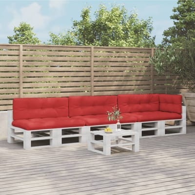 vidaXL - Palletkussens - 7 - st - stof - rood