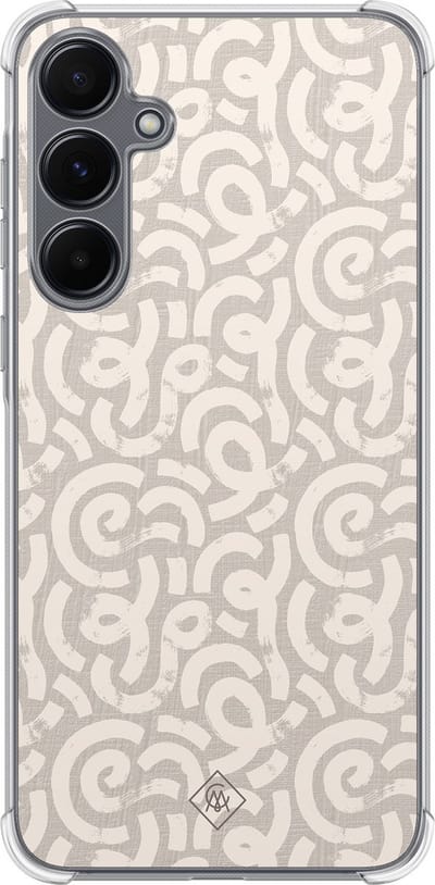 Casimoda® hoesje - Geschikt voor Samsung Galaxy A35 5G - Ivory Abstraction - Shockproof case - Extra sterk - TPU/polycarbonaat - Bruin/beige, Transparant