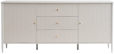 Vente-unique Dressoir 2 deuren en 3 lades in MDF - Beige en goud - CALITARO