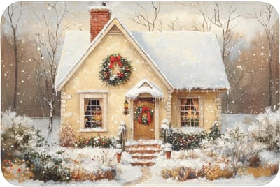 Badmat 90x60 cm - Antislip - Kerst - Huis - Winter - Sneeuw - Badmatten voor badkamer - Badkamermat - Douchemat - Badkamer mat