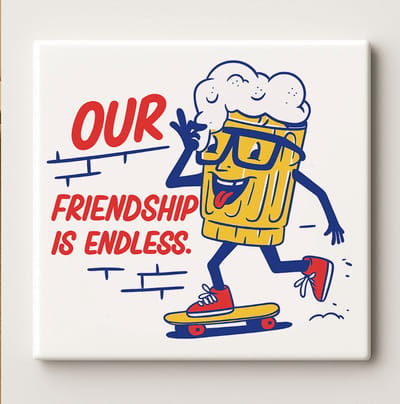 Onze Vriendschap Is Eindeloos Keramische Tegel – 15x15cm Grappige Biertegel Cadeau voor Vrienden & Wanddecoratie