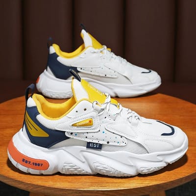 Designer Nieuwe Heren Chunky Veelzijdige Sneakers Lente Ademend Zachte zool Sport Hardloopschoenen Tennis Casual Schoenen Masculino 44 geel