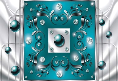 Fotobehang Turquoise Diamond Abstract Modern | XL - 208cm x 146cm | 130g/m2 Vlies