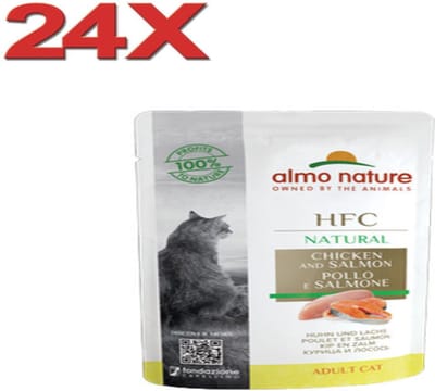 Almo Nature HFC - Kattenvoer - Maaltijdzakje Kip & Zalm - 24x55gr