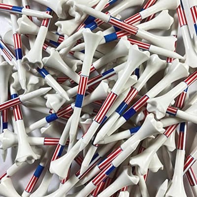 Golf Tees - 100 Stuks - 3 1/4 Inch - Amerikaanse Vlag - Wit