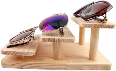 Glazen displaystandaard - Brillenhouder - Sieraden presenteren - Multi-lagen ontwerp - Groot formaat - Houtkleur