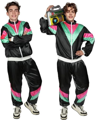 Stijlvolle retro disco kostuumset voor mannen, perfect voor rollenspellen en ravefeesten in de jaren 70 en 80, inclusief accessoires en kleurrijke outfits