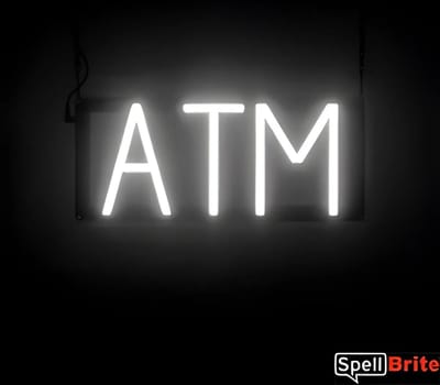 ATM - Lichtreclame Neon LED bord verlicht | SpellBrite | 37 x 16 cm | 6 Dimstanden - 8 Lichtanimaties | Reclamebord neon verlichting