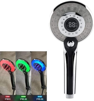 Handdouche met Temperatuur Sensor en LED Verlichting - Waterbesparende Handdouche met 3 Kleuren en G1/2 Aansluiting voor Veilig Douchen