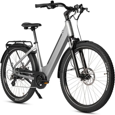 SAXXX Comfort SUV Easy - Elektrische Fiets - 95%Vooraf Geassembleerd Stadsfiets - 468Wh uitneembare accu - 90km Actieradius - SHIMANO Altus 7 Versnellingen - Achterwielmotor 250W - Aluminum Frame - 27.5" CST anti-lek - Zilvergrijs