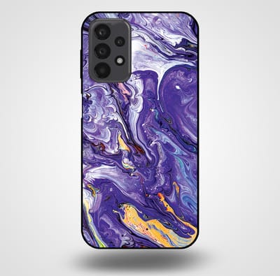 Smartphonica Telefoonhoesje voor Samsung Galaxy A23 5G met marmer opdruk - TPU backcover case marble design - Goud Paars geschikt voor Samsung Galaxy A23 5G