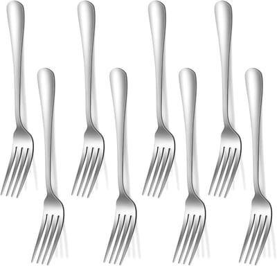 stalen vork, taartvork, fruitvork, set van 8 stuks dessertvork, saladevorkenset