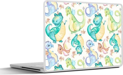 Laptop sticker - 12.3 inch - Dinosaurussen - Waterverf - Kinderkamer - Jongens - Meisjes - Kindje - 30x22cm - Laptopstickers - Laptop skin - Cover