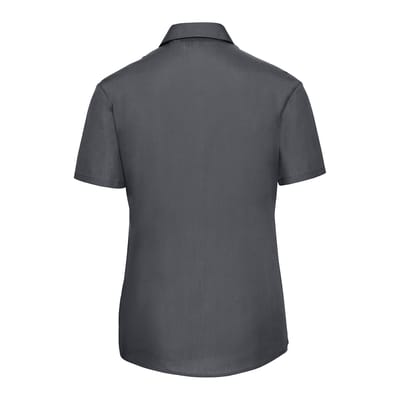 Russell Collection Dames/Dames Poplin Easy-Care Overhemd met Korte Mouwen (Konvooi Grijs)