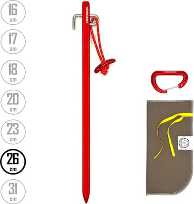 Tentharingen Aluminium 26 cm - 12x Rotspennen voor Tent met PegPull® - Incl Haringzak & Carabiner - Haringboer®