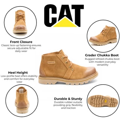 CAT (Caterpillar) Bruine leren wandel- en halfhoge chukka-enkellaarsjes - Grader
