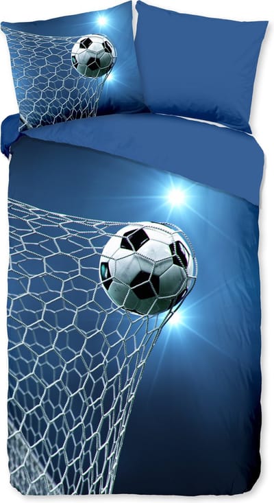 Pure dekbedovertrek voetbal - 1 persoons 140x200/220 cm - Blauw - Microvezel