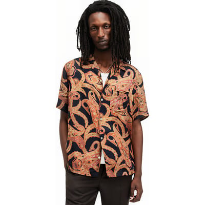 AllSaints Morganza Ss Shirt Jet Black Größe: XS | Casual hemden Outlet | Herren | Schwarz