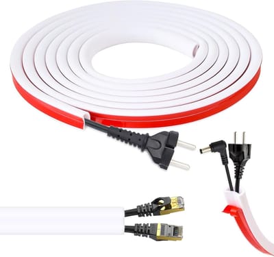Flexibele kabelbrug voor wandmontage, zelfklevende kabelgoot van PVC, kabelbescherming en kabelmanagement, 3m lang (D15-15x10mm, wit)