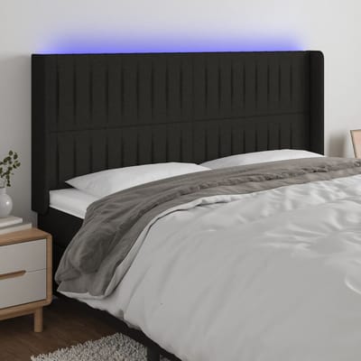 vidaXL - Hoofdbord - LED - 203x16x118/128 - cm - stof - zwart