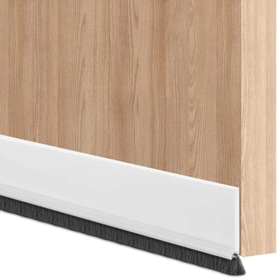 Zelfklevende tochtstrip voor deuren 100 cm - Deurborstel en tochtwering voor binnen- en garagedeuren, eenvoudig op maat te knippen (Wit 52 mm)