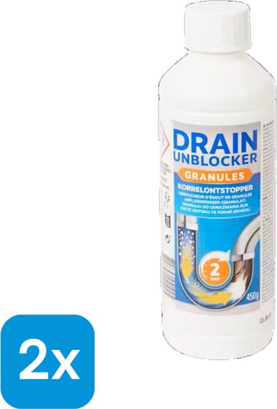 2 x 500 g Drain Unblocker Granules - Korelontstopper - Binnen 2 minuten resultaat