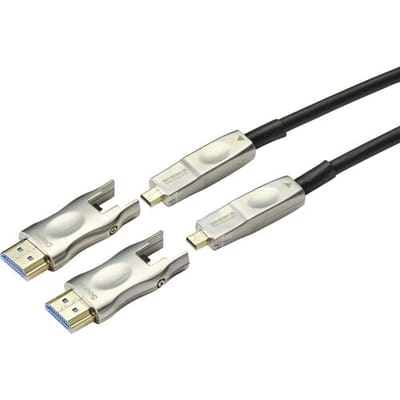 SpeaKa Professional SP-9538580 HDMI-kabel HDMI Adapterkabel HDMI-A-stekker, HDMI-micro-D-stekker, HDMI-A-stekker, HDMI-micro-D-stekker 20.00 m Zwart