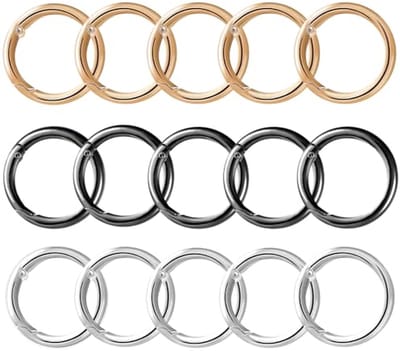 30-delige Metalen Karabijnring en Sleutelhanger - Ronde Karabijnhaak in 3 Kleuren (Goud, Zwart, Zilver)