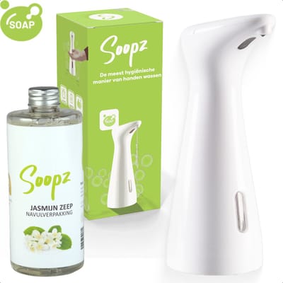 Soopz Automatische Zeepdispenser – Wit – Pure White Charm – Zeeppompje met Bewegingssensor – Met Jasmijn Zeep