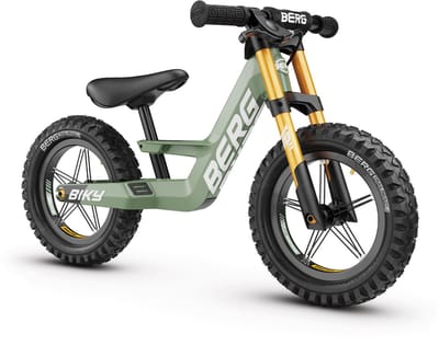 BERG Biky Cross Green Loopfiets - 12 inch - Met handrem - Lichtgewicht frame van magnesium - Verstelbaar zadel - 2,5+ Jaar - Groen