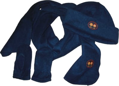 Kindersjaal 120 cm + Muts 52/54 + Wanten/Handschoenen maat 2 - Donkerblauw