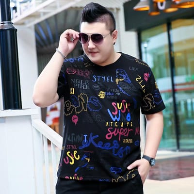 Speciaal Lichaam Heren Vet Plus Size Korte Mouw Bedrukt Mode T-shirt Dikke Man Katoen Vrije Tijd Dik Lichaam Shirts Oversized 7XL