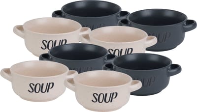 Cosy & Trendy Soepbekers/soepkommen - set 8x stuks - 13 x 6.5 cm - 470 ml - keramiek - mix kleuren - kommetjes