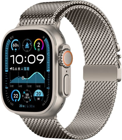 By Qubix - Geschikt voor Apple Watch bandje - Milanese loop band met klik-sluiting - Titanium kleur - Geschikt voor Apple Watch 38mm / 40mm / 41mm / 42mm