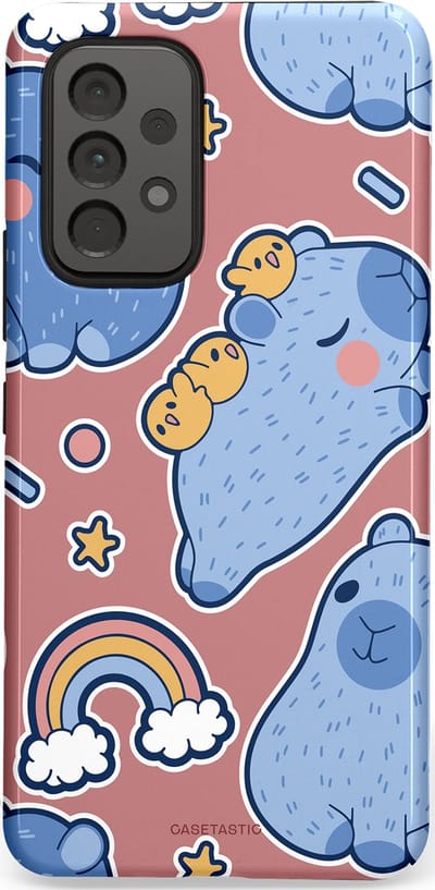 Casetastic Hoesje Geschikt voor Samsung A53 - Stijlvolle Beschermende Duo-layer Case - Capibara knuffelvriend