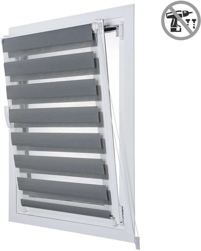 Storesdeco - EasyFix Duo rolgrodijnen, rolgordijn zonder boren, Zilver, 60x180 cm