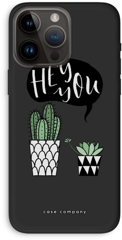 Case Company® - Hoesje geschikt voor iPhone 14 Pro Max hoesje - Hey you cactus - Biologisch Afbreekbaar Telefoonhoesje - Bescherming alle Kanten en Schermrand