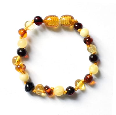 Baby/Kind – Barnsteen armbandje – ronde kraaltjes – 14cm - Gemengde kleuren