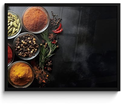 Poster in lijst - Fotolijst 70x50 cm - Posters - Glazen - Bakjes - Blaadjes - Kruiden - Posterlijst zwart - Decoratie - Wanddecoratie woonkamer - Muurdecoratie slaapkamer