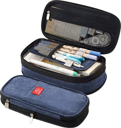 Somstyle Luxe Pennen Etui - Pennenzak Voor Kinderen en Volwassenen - Schooletui voor Jongens en Meisjes - Grote Capaciteit - Blauw