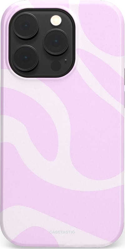 Casetastic hoesje geschikt voor Apple iPhone 14 Pro - MagSafe - Dubbellaagse bescherming - Vrolijk Roze Suikerspin Curves - Fashion Case - Lichtroze Wit