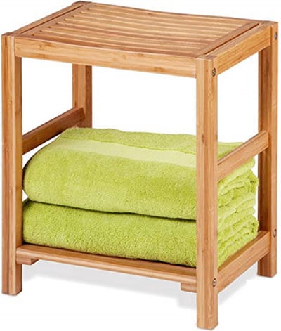 Bamboe Handoekenrek - Badkamer bankje - Houten Handdoeken rek - bank voor in badkamer - Badkamerkruk - Badkamerstoel