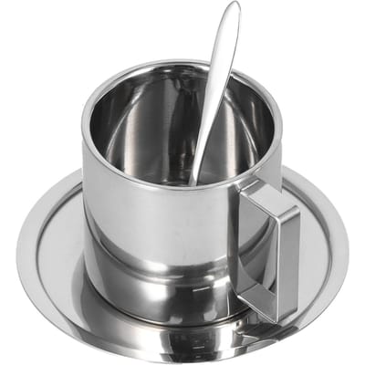 Ensemble 3 pièces Tasse à café isotherme Ensemble Tasses à double paroi en acier inoxydable Tasse à thé au lait avec soucoupe Ensemble cuillère Type 1