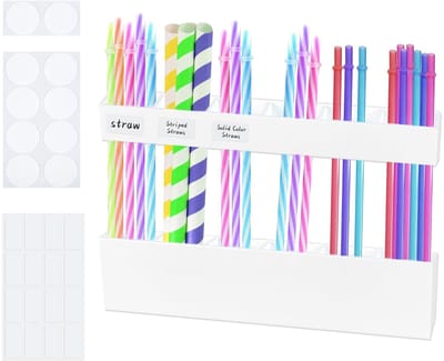 NTHProducts - Glazen Rietjes - Hoogte Verstelbaar - Acrylic Rietjeshouder - 6-voudige Scheiding - Voor Glazen Rietjes - Ruimtebesparend