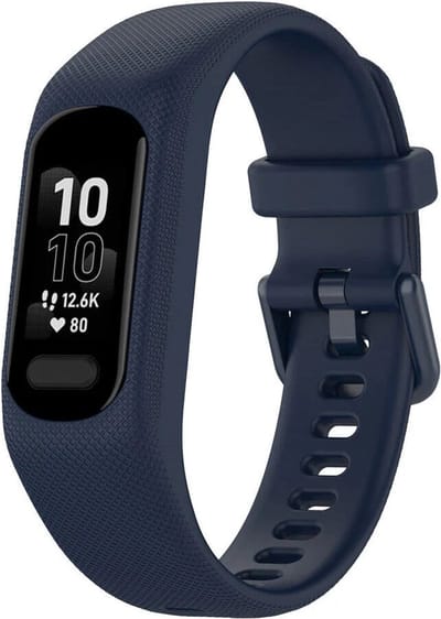Siliconen Smartwatch bandje - Geschikt voor Garmin Vivosmart 5 siliconen bandje - Strap-it - Donkerblauw - Strap-it Horlogeband / Polsband / Armband