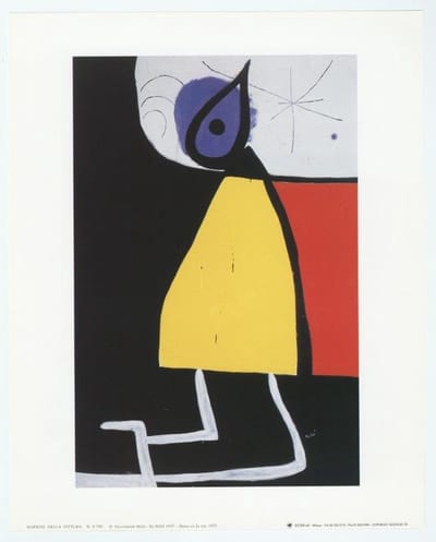 Mini kunstposter - Woman in the Night - Joan Mirò - 24x30 cm
