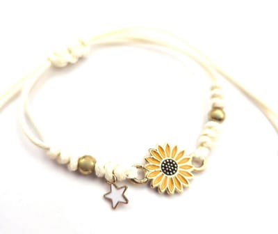 Armband Meisje- Touwarmband Bloem Geel- Meisjes armbandje Bloem- Armband Bloem- Touw- Kind- LiLaLove