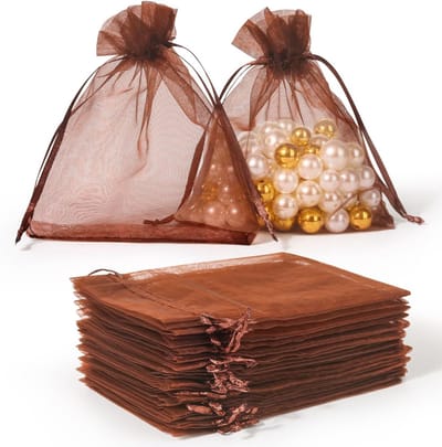 Fruitbeschermingszakjes met trekkoord (set van 50) – Fruit- en groentezakjes – Effen organzazakjes – Beschermende gaaszakjes voor de tuin – Zakjes met trekkoord – Fruitzakjes – Snoepzakjes – 15 x 20 cm