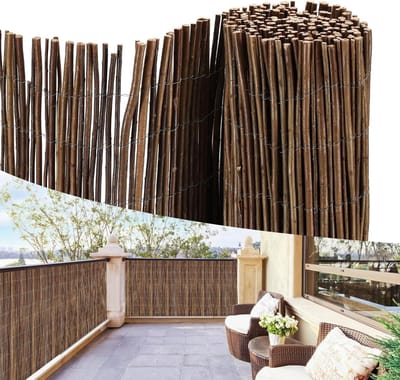 Wicker Mat, 180 x 500 cm, Willow Privacy Protection, Diameter 6-13 mm, Wind Protection & Sun Protection for Garden and Patio, Shade Dispenser, in Multiple Sizes, Brown