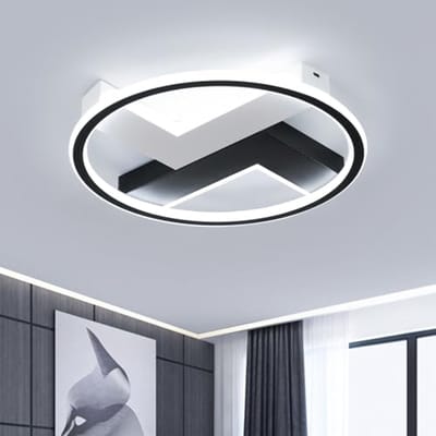 Haobosic LED Plafondlamp - Rond Modern Design - 40cm - 50W - Koud Wit 6500K - Zwart & Wit - Minimalistisch - Voor Woonkamer Slaapkamer